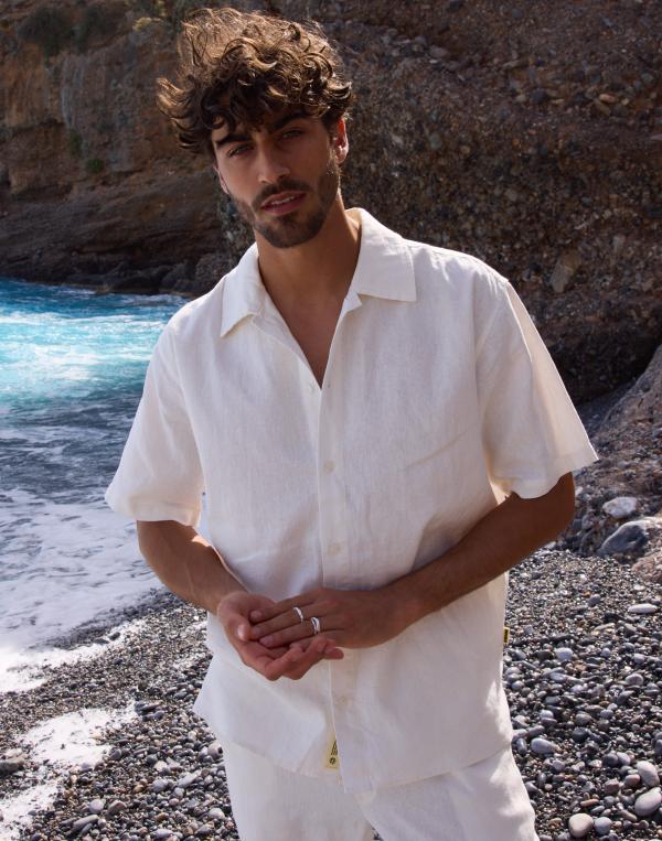 Woodbird WBBanks Linen Shirt Kortärmade skjortor Vit 