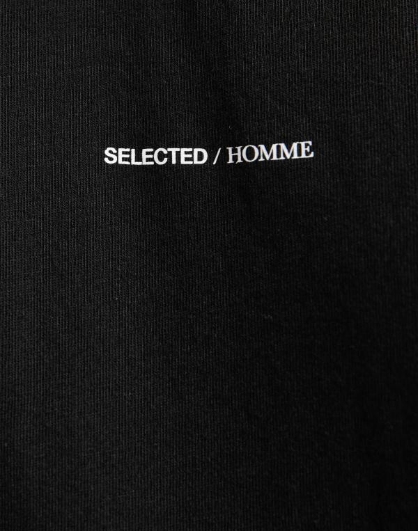 Selected Homme Slhaspen Print Ss O-Neck Tee Noos T-Shirts & Linnen Svart 