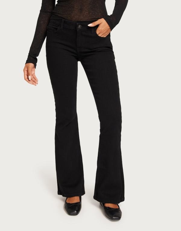 Pieces - Svart - Pcpeggy Lw Flared Blc Jeans Noos Bc 