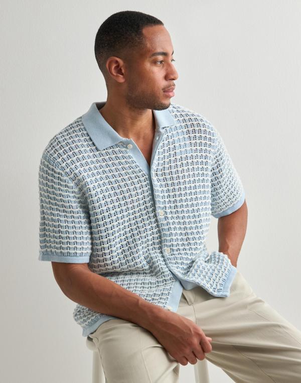 Jack & Jones Jordia Knit Ss Polo Styd SS25 Tröjor Blå 