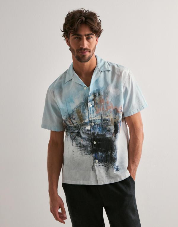 Selected Homme Slhrlxcarl Aop Ss Shirt Kortärmade skjortor Multi/Mönstrad 
