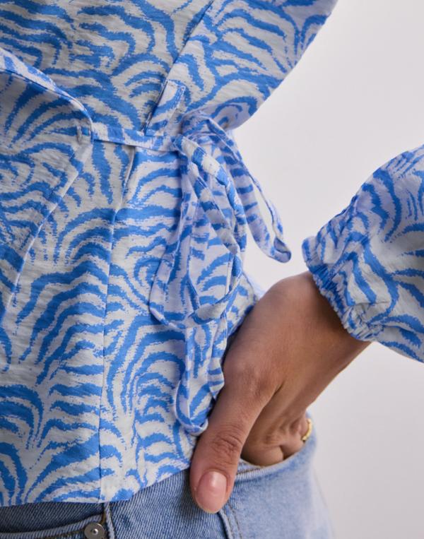 JDY - Blå - Jdybeate L/S Wrap Top Wvn 