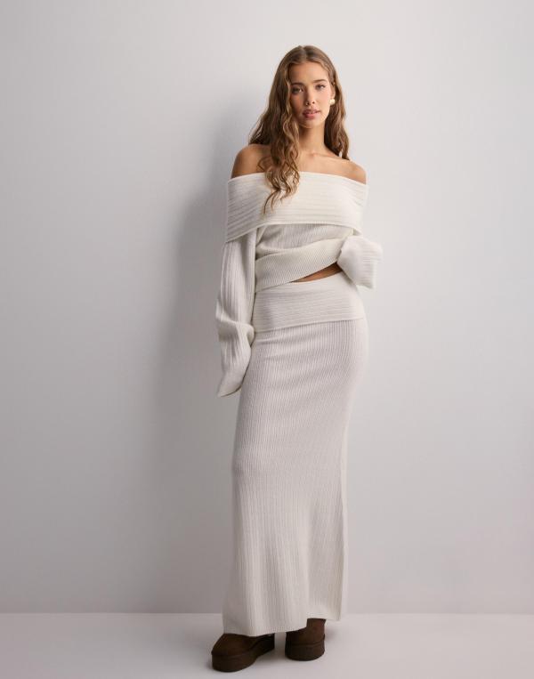 Nelly - Vit - Slouchy Rib Knit Skirt 