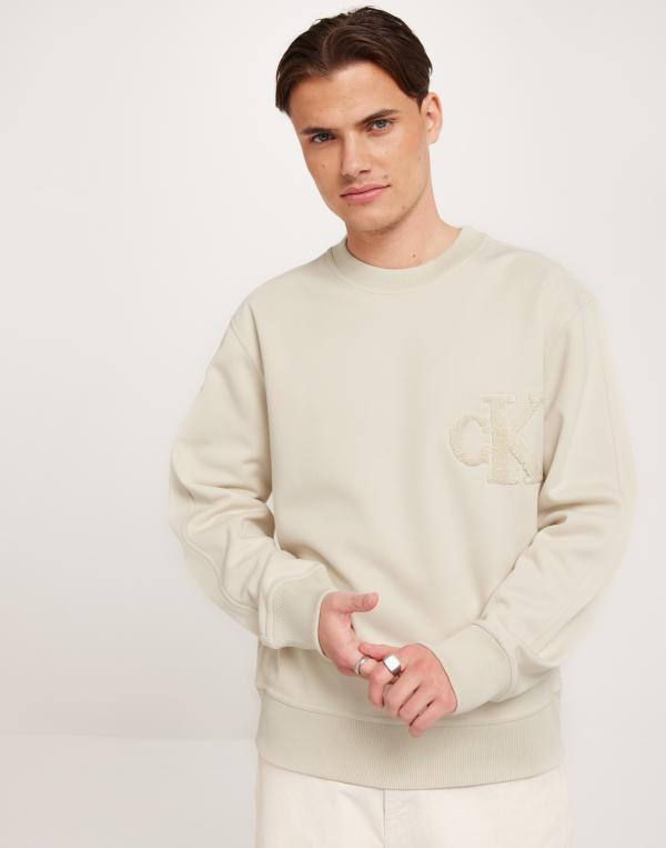Calvin Klein Jeans Ck Chenille Crew Neck Sweatshirts Beige 