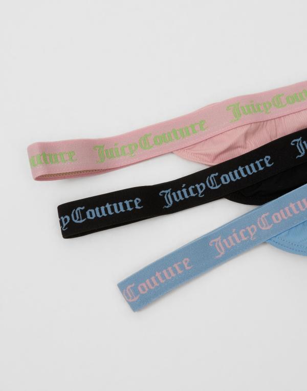 Juicy Couture - Multi/Mönstrad - 3 Pack Ribbed Microfibre Thong 