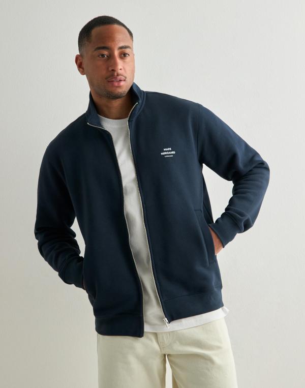 Mads Nørgaard Standard Zip Logo Sweat Tröjor med dragkedja Blå 