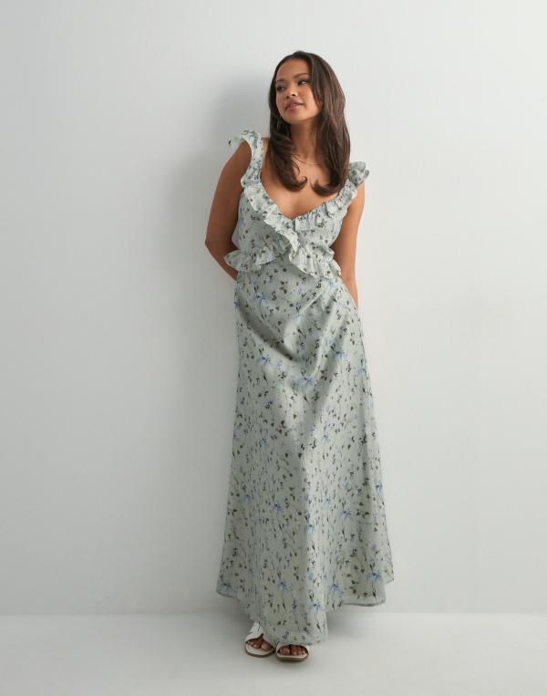 Only - Blommig - Onlshyla Frill Long Dress Wvn 