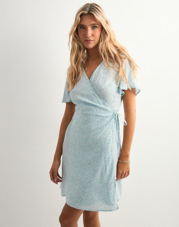 Pieces - Blå - Pctala New Ss Wrap Dress Wvn Noos B 