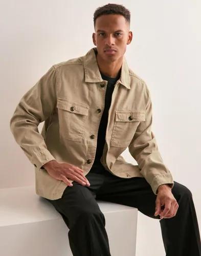 Gant Reg Cot/Linen Overshirt Overshirts Beige 