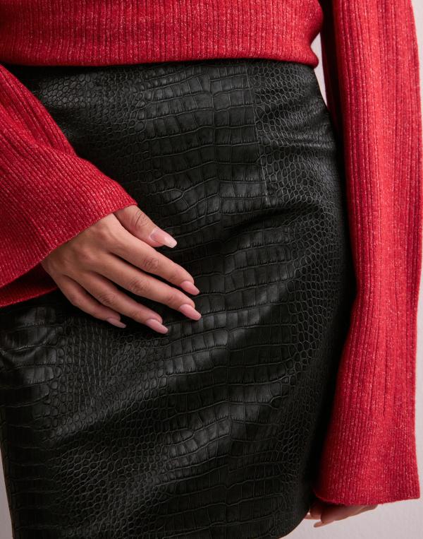 JDY - Svart - Jdyalma Pu Croco Skirt Wvn 