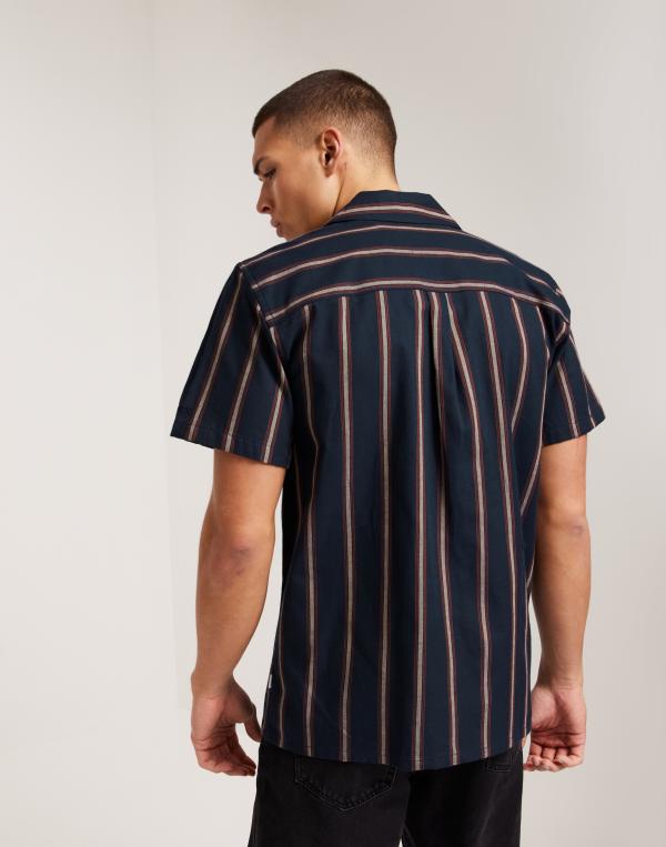 Les Deux Lawson Stripe SS Shirt Randiga skjortor Blå 