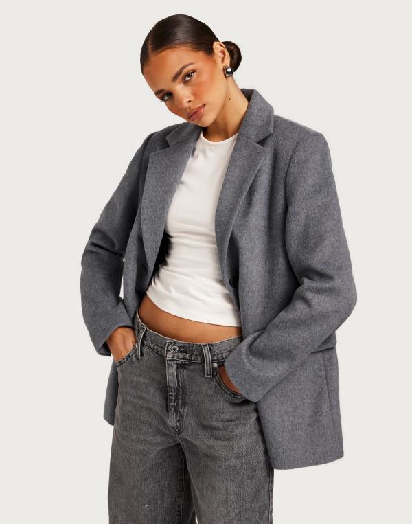 Selected Femme - Grå - Slfsasja Wool Blazer B 