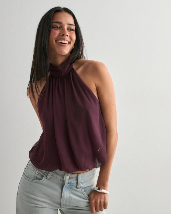 Nelly - Röd - Puffy Halterneck Top 