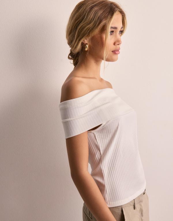 Pieces - Vit - Pclaya Ss Off Shoulder Top D2D Dmo 