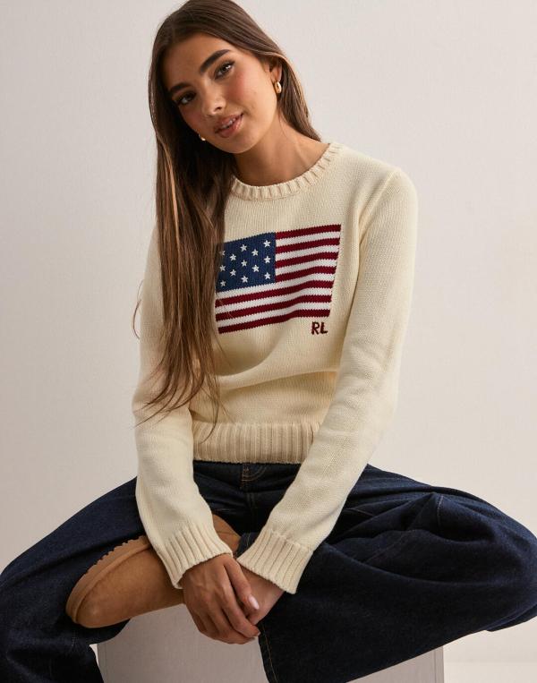 Polo Ralph Lauren - Vit - Flag Cn-Long Sleeve-Pullover 