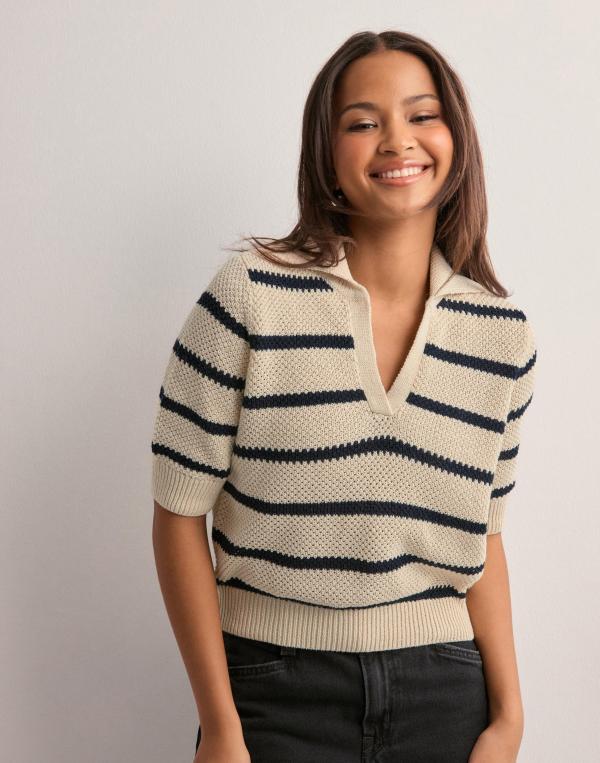 Vero Moda - Beige - Vmamazing 2/4 V-Neck Polo Pullover 