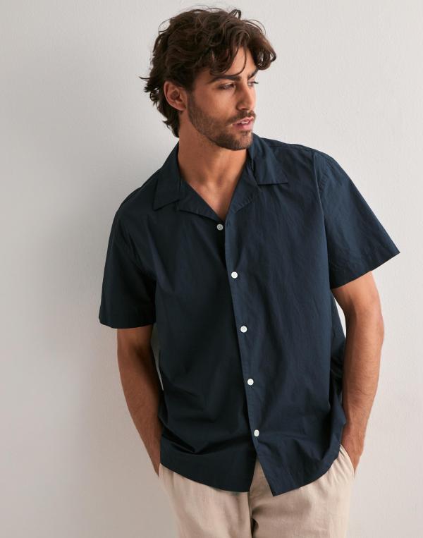 Selected Homme Slhrlxreid Ss Shirt Kortärmade skjortor Blå 
