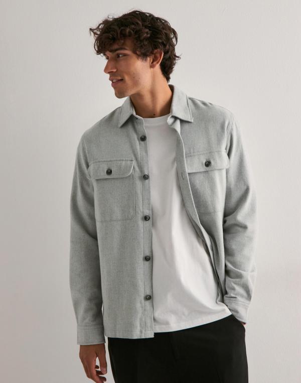 Jack & Jones Jprraymond Melange Solid Ls Overshi Overshirts Grå 