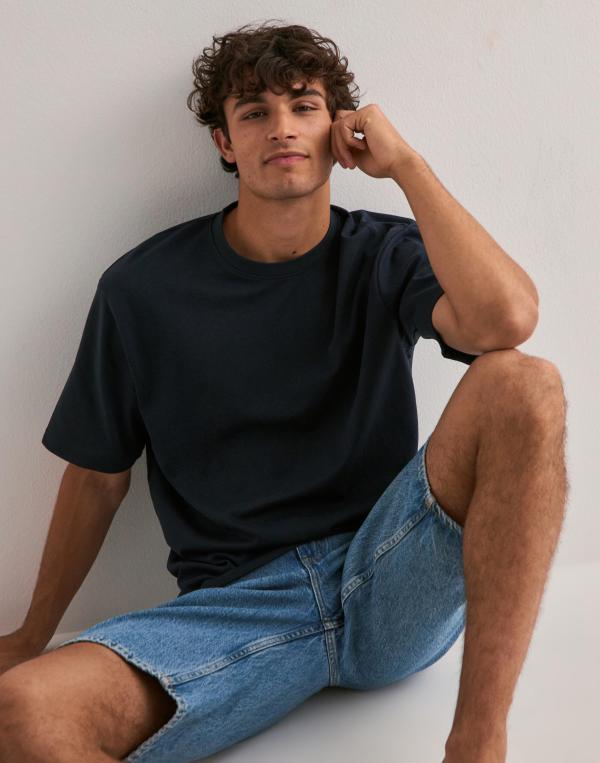 Selected Homme Slhlooseoscar Ss O-Neck Tee Noos Oversized t-shirts Blå 