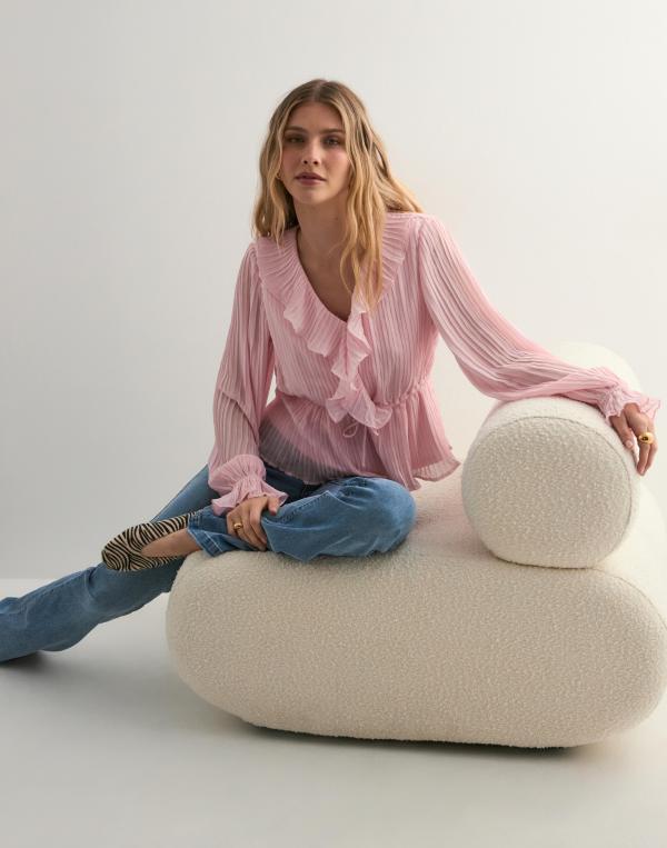 Vero Moda - Rosa - Vmdora L/S Frill Pleat Top Wvn Exp 
