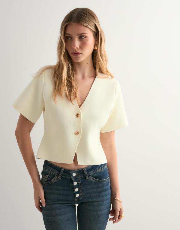 Neo Noir - Vit - Setta Knit Blouse (Övriga Skjortor i kategorin Skjortor)