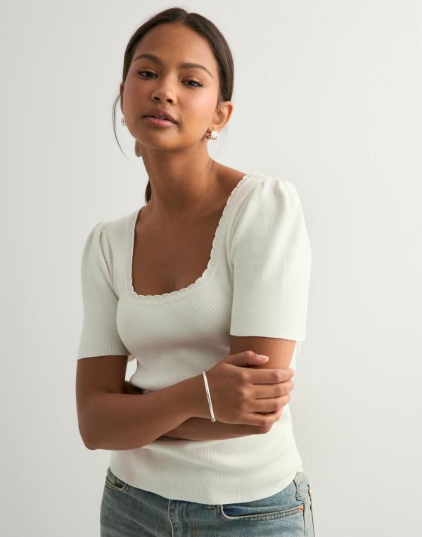 Pieces - Vit - Pcjuline Ss Rev Knit Tee Bc 
