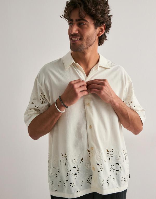 Jack & Jones Jprblajosh Broderie Anglaise S/S Sh Kortärmade skjortor Beige 