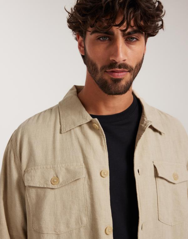 Selected Homme Slhbrody-Linen Overshirt Ls Linneskjortor Beige 