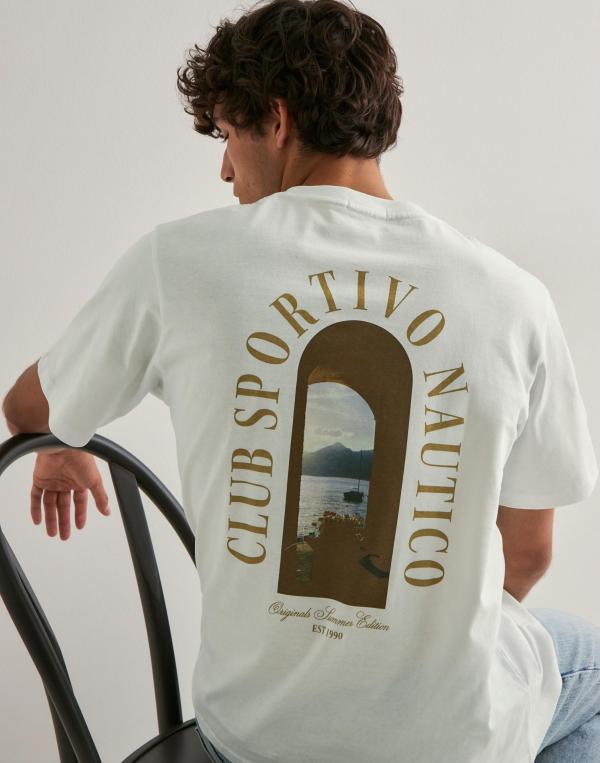 Jack & Jones Jorhydra Photo Tee Ss Crew Neck Kortärmade t-shirts Vit 