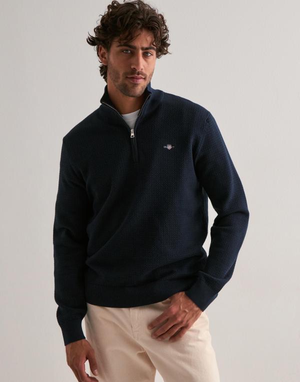 Gant Textured Cotton Half Zip Half zip Svart 