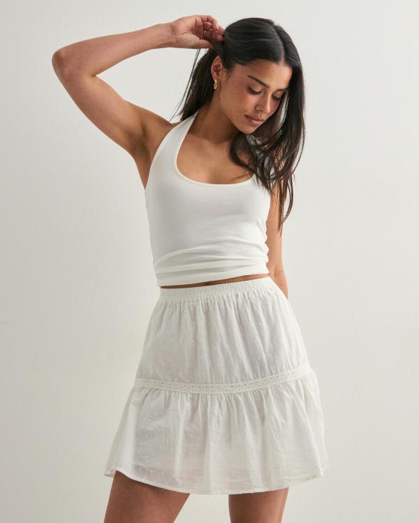 Only - Vit - Onldeffie Dobby Short Skirt Wvn 