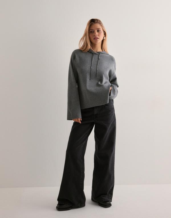 OBJECT - Grå - Objreynard L/S Lo Knit Hoodie Div 
