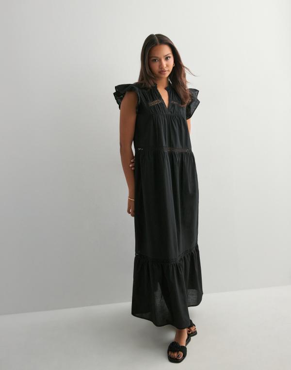 Only - Svart - Onlsunny Capsl Frill Dress Wvn Noos 