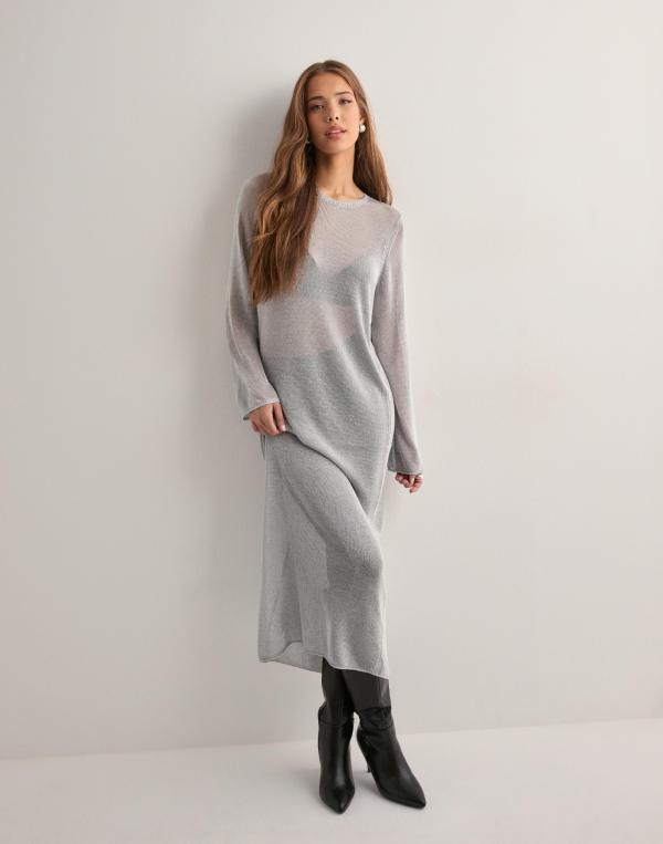 Vero Moda - Silver - Vmnova Ls O-Neck 7/8 Knit Dress Vma 