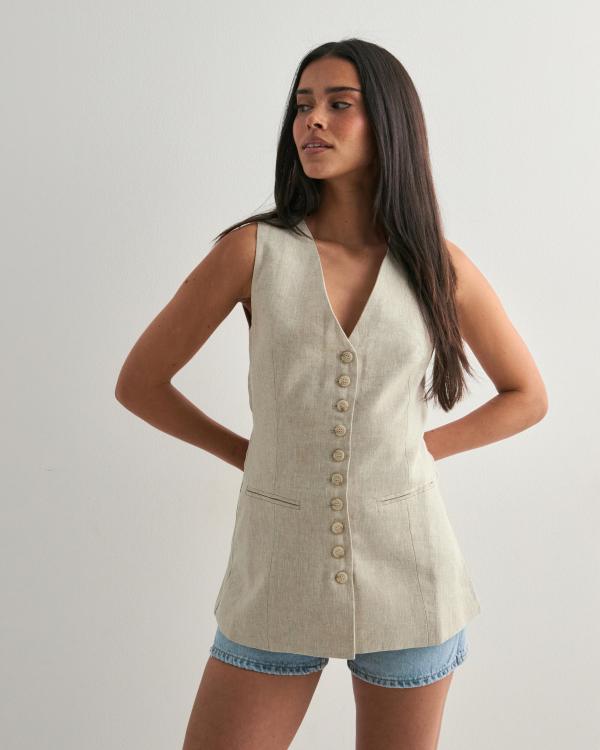 Malina - Beige - Cielo Linen vest 
