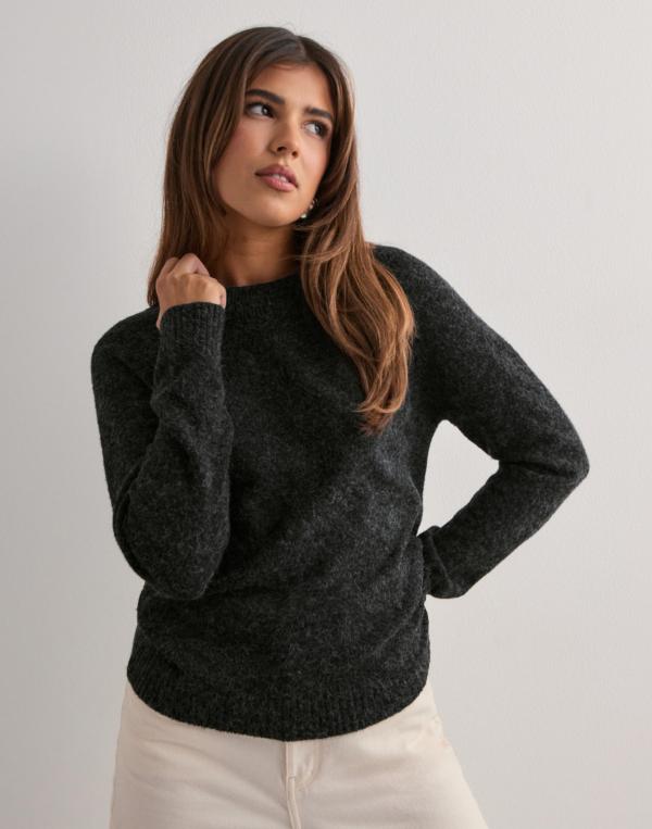 Vero Moda - Svart - Vmdoffy Ls O-Neck Blouse Ga Noos 