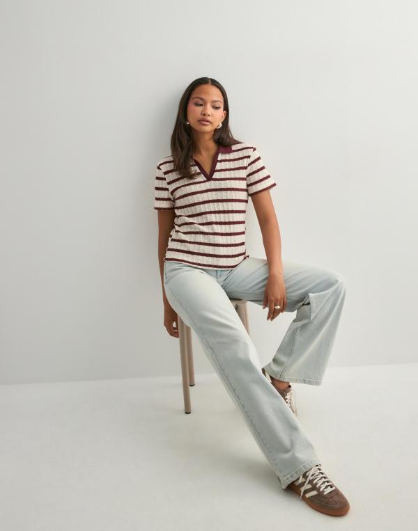 Only - Rutigt/Randigt - Onlhalia S/S Collar Top Box Jrs 