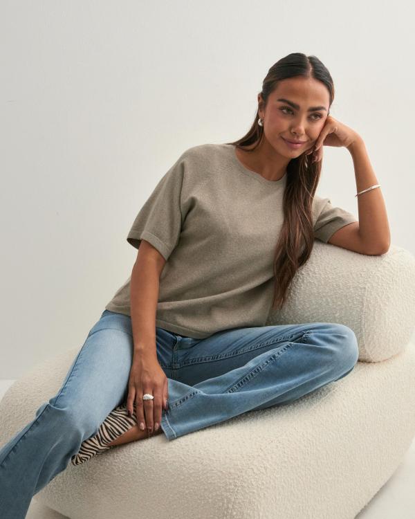 Pieces - Beige - Pcbree Ss O-Neck Knit Noos Bc 