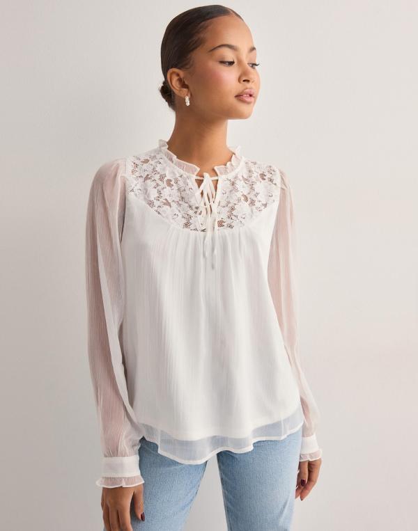 Vero Moda - Vit - Vmgaby Ls Top Wvn Ga 