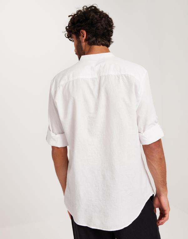 Selected Homme Slhregnew-Linen Shirt Tunic Ls Band Linneskjortor Vit 
