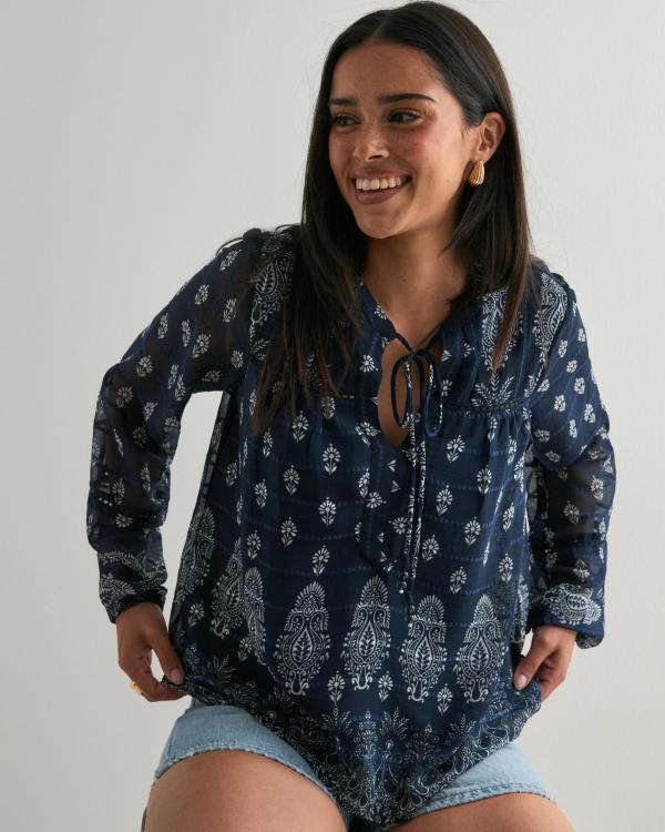 Vero Moda - Blå - Vmhedi Ls Top Wvn Ga 