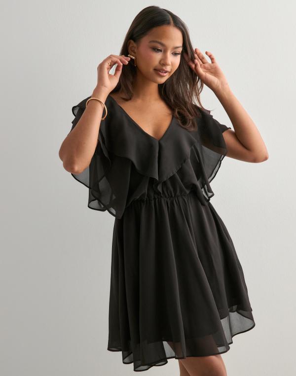 Pieces - Brun - Pcnini Ss Short Chiffon Dress Wvn D 