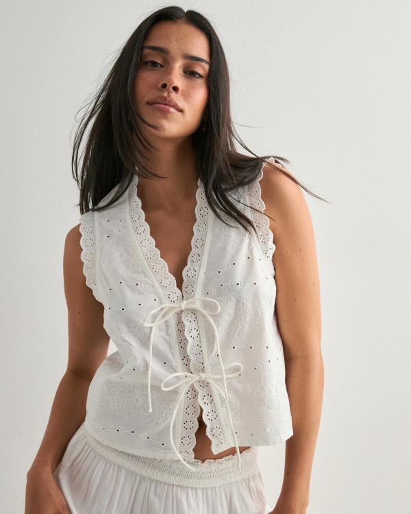 Pieces - Vit - Pctalia Sl Tie Top Wvn 