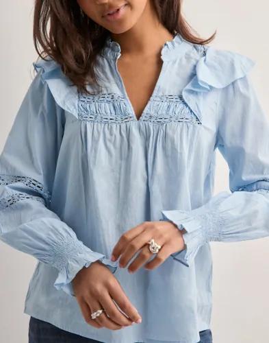 Only - Blå - Onljulia Life L/S Blouse Wvn 