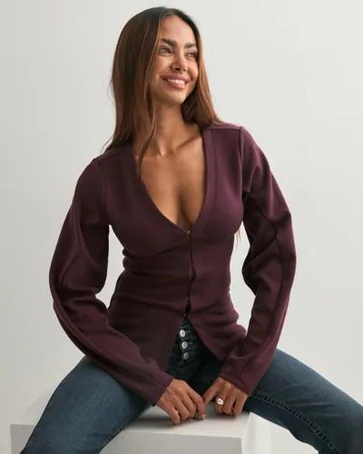 Nelly - Röd - Waist Focus Cardigan 