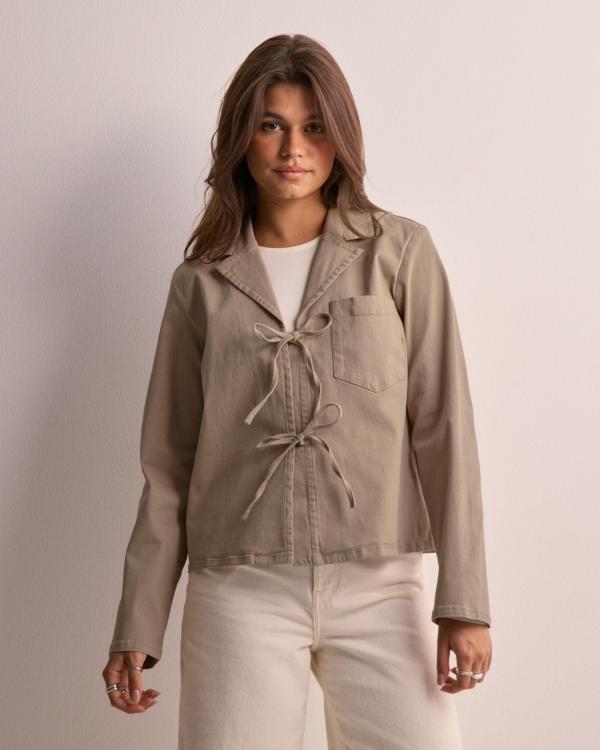 Only - Beige - Onllola L/S Tie Shirt Cc Pnt 