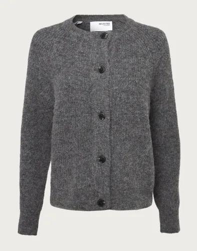 Selected Femme - Grå - Slflulu Ls Knit Short Cardigan B No 