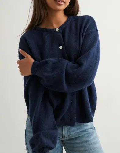 Pieces - Blå - Pcida Ls O-Neck Knit Cardigan Noos 