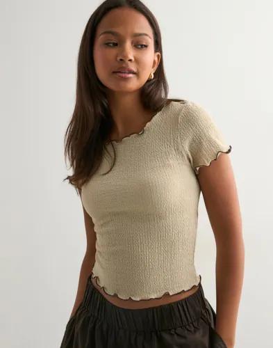 Pieces - Beige - Pcfrancy Ss New O-Neck Top Jrs 