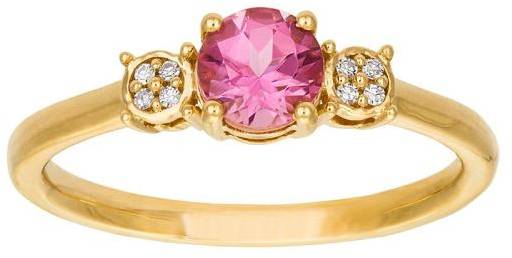 Diamantring i 18K guld med en rosa turmalin, 15.0 